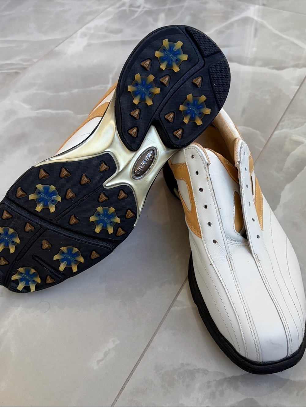 Etonic STGT Gore-Tex White Tan Soft Cleats Athletic Golf Shoes Womens Size 10 - Picture 5 of 8